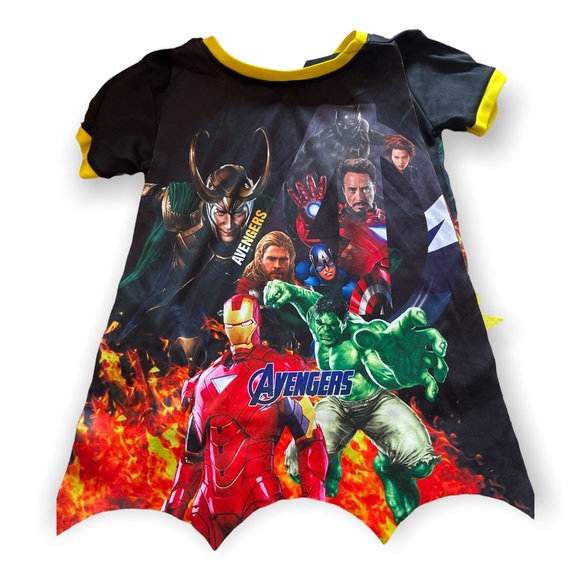Toddler Carter's Avengers Two Piece Pajama Set With Built in Cape Size 4 - Picture 7 of 11
